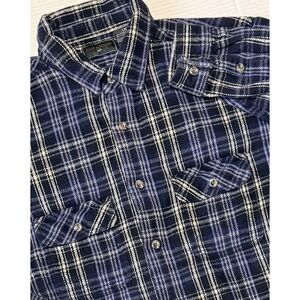 FIELD & STREAM 1871 - Men's Blue‎ Plaid Heavyweight Thick Flannel Shirt - Large